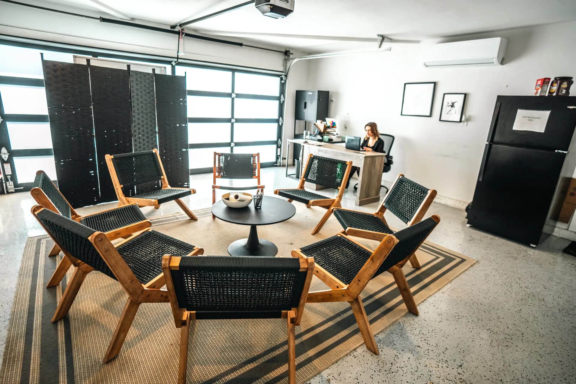 Meeting room with a circle of chairs