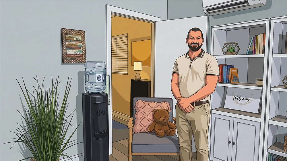 Stepping stones across calm shallow water representing steady progress in relapse prevention