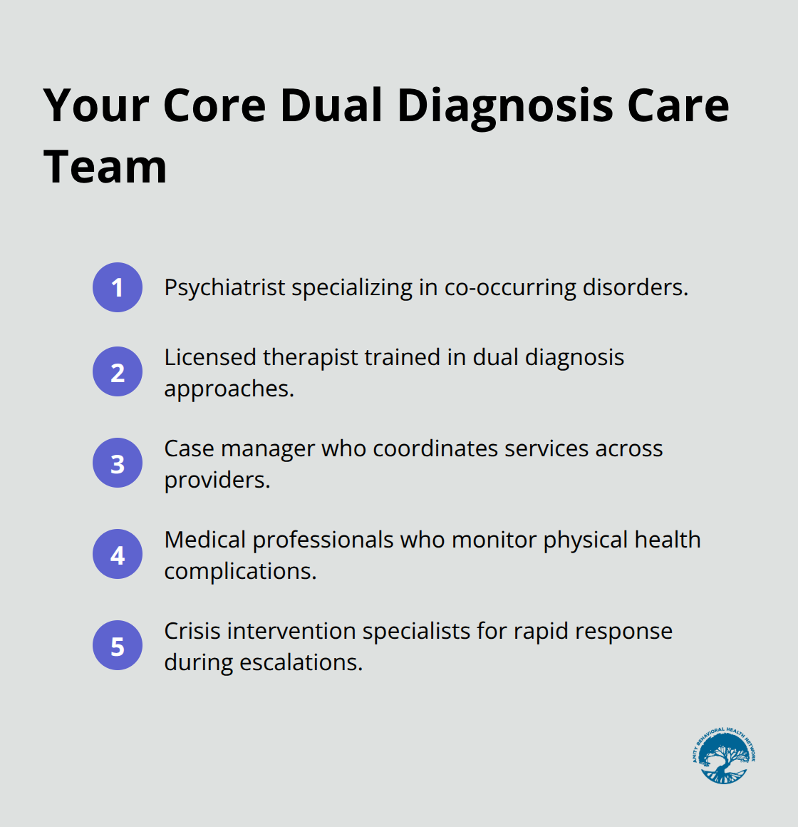 Compact list of essential roles on an integrated dual diagnosis treatment team. - substance abuse schizophrenia